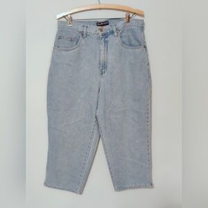 Halston cropped barrel leg Vintage jeans 80s designer jeans baggy oversized chic
